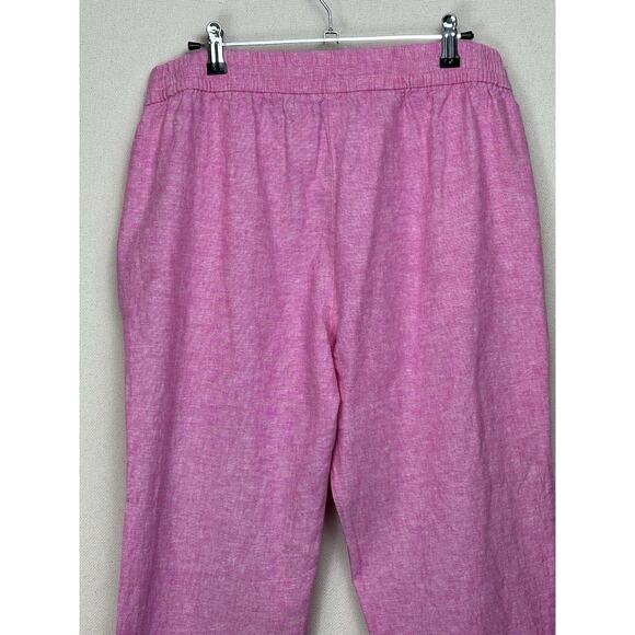 J. Crew Women's Size 10 Linen Cotton Blend Drawstring Pants Pink Cuffed Ankle - Picture 5 of 12